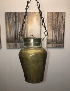 Rare Antique Copper Urn Vessel Pot Dovetail Hand Hammered Forged Handles - Picture 1 of 12
