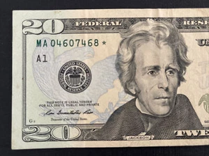 2013 $20 TWENTY DOLLAR BILL STAR ✯ NOTE BOSTON, MA Federal Reserve MA 04607468 ✯ - Picture 1 of 8