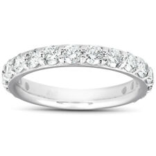 1 1/2 Ct Diamond Wedding Ring 14k White Gold Stackable Anniverary Band