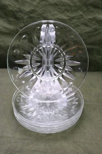 Princess House Crystal 7 REGENCY Bread Dessert Plates Vertical Cuts & Ovals - Picture 1 of 5