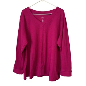 Top pulóver manga larga tejido gofre fucsia St Johns Bay para mujer 2X - Imagen 1 de 5