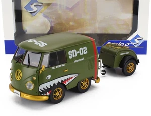 MODELLINO FURGONE STATICO SOLIDO VOLKSWAGEN T1 VAN KOOL COMBI WITH TRAILER 1950 - Foto 1 di 8