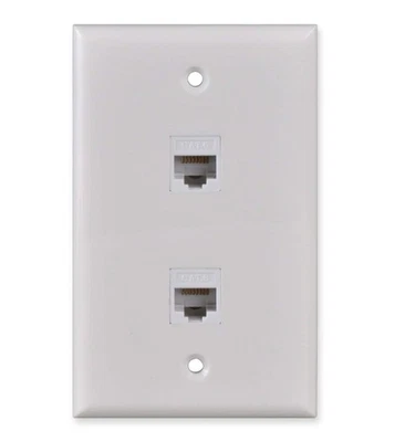 2-Pack 2-Port CAT6 Ethernet Wall Plate with Removable RJ45 Keystone Jacks - Image 1 of 4