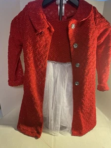 Set Mädchen rot Urlaub Kleid und Mantel - Bild 1 von 10