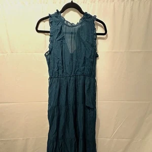Socialite Tiered Midi Dress Teal Blue Boho Flowy Festival Women’s Size S - Picture 1 of 6