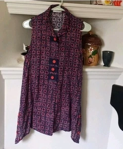 Terra SJ Apparel Womens Tunic Vest Asymmetric  Artsy Size Small - Picture 1 of 5