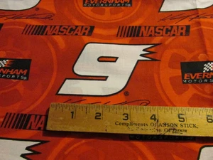 2 yard 15" x 44" Quilt Sewing Fabric Nascar #9 Kasey Kahne Race car driver Red - Picture 1 of 6