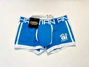 Boxer sportivo Andrew Christian taglia S cotone - blu/bianco - marsupio - Foto 1 di 8