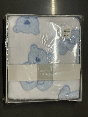 Manta de oso de peluche Stephan Baby blanca azul suave polar seguridad Lovey 30x40 Foto 1 de 2