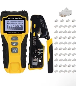 Klein Tools 80072 RJ45 Kabeltester-Kit mit LAN Scout Jr. 2, Koax Crimper - Bild 1 von 1