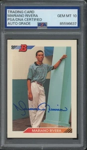 1992 Bowman #302 Mariano Rivera RC Rookie Autograph Gem Mint PSA/DNA 10 Auto - Picture 1 of 2