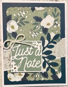 4 “Just a Note” Any Occasion Evergreen Color Card Kit Stampin up! Leaves Blank - Picture 1 of 2