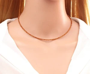 Collar de plata de ley 925 con piedras preciosas facetadas redondas de 3 mm de granate de hessonita de 18" - Imagen 1 de 13