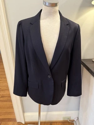 Jaqueta Blazer Lands End Lã Azul Marinho Preppy Academia Tamanho 14p Pequena Excelente! - Imagem 1 de 4