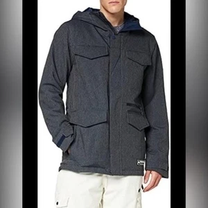 Burton Dark Blue Gray Hooded Military ski snowboard Jacket covert 2l size medium - Picture 1 of 12