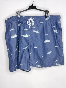 NWT St Johns Bay Men Swimming Trunks XXL Color Whales Pattern Elastic Drawstring - Picture 1 of 2