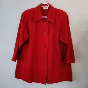 Abrigo Columpio Vintage Años 80 Rojo Mezcla Lana Cachemira Ellen Tracy Talla Mediana - Imagen 1 de 14
