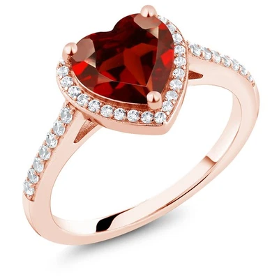 Помолвочное кольцо из розового золота 18 карат с серебряным гранатом (размер 9, 2,01 карата, драгоценный камень) - Изображение 1 из 3