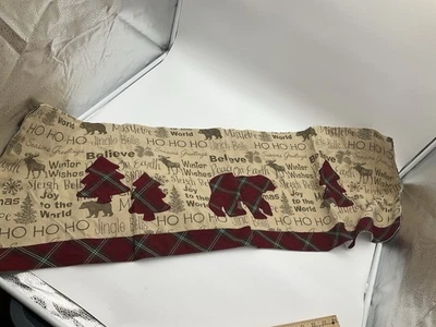 Cenefa cortina 43 X 14 PALABRAS vacaciones árbol de Navidad oso cabaña rústica cuadros primos Foto 1 de 4