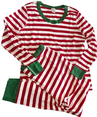 Conjunto de pijama Hanna Andersson vermelho verde 2 peças listras unissex adulto GG 100% algodão - Imagem 1 de 4