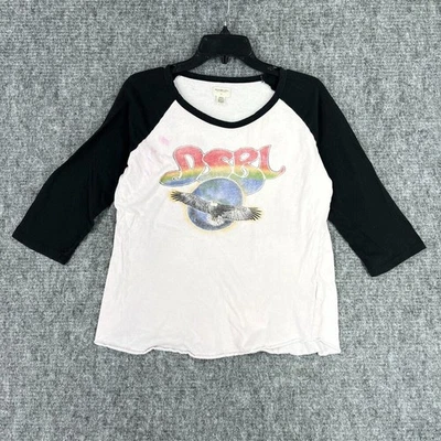 Camisa Denim & Supply Mujer Grande Negra Raglán Manga 3/4 Vintage Banda Camiseta Foto 1 de 4