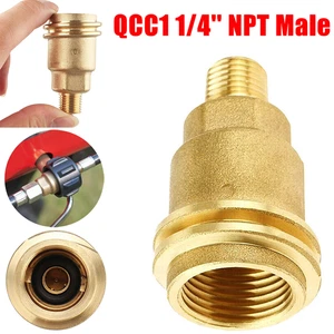 3 Solid Brass QCC1 Nut Propane Gas Fitting Adapter 1/4" Male Pipe Thread Connect - Picture 1 of 25