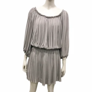 Max Studio Box Pleated Dress Off The Shoulder Gray Size Small S Elastic Waist - Picture 1 of 7