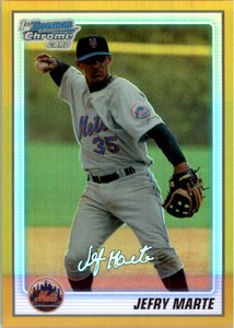 2010 Bowman Chrome Prospects Gold Refractors #BCP112B Jefry Marte Auto /50