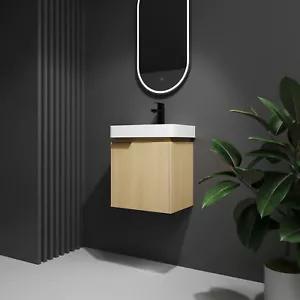 20" Wall-Mounted Bathroom Vanity with Ceramic Sink, Storage Cabinet with Doors ( - Picture 1 of 12