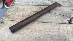 17th c Rare Old Ancient Iron Fine Floral Carved Spear Handle Pipe Museum Piece - Picture 1 of 12
