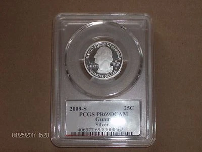 2009 PCGS PF69 Guam Silver DEEP CAMEO (Proof) DC & U.S. Territories Quarter Flag - Image 1 of 2