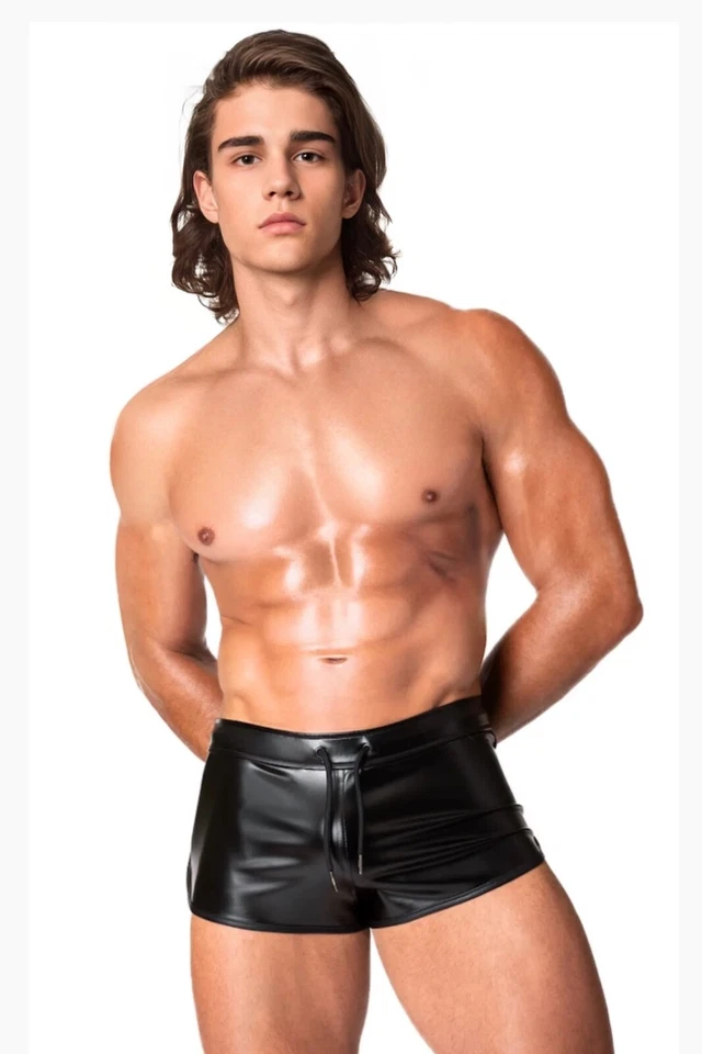 Hot Sprinter Pant  Noir Power Wetlook mit Schnürung Glänzend Sexy gay Pride - Bild 1 von 4