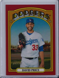 David Price 2021 Topps Heritage High Red Refractor #d /372 Chrome Border Dodgers - Picture 1 of 2