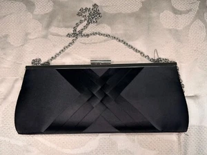 INC International Concepts Kelsie smooth satin women's clutch purse -BLACK - Picture 1 of 4