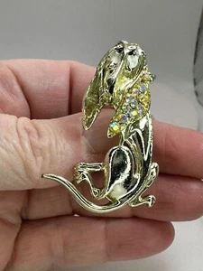 Spilla Dog Bloodhound Aurora Strass Vintage Oro Spilla M-4702 - Foto 1 di 3