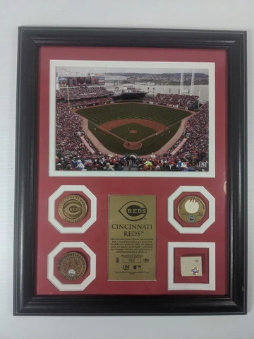 Great American Game Used Dirt, Ball, and Base Frame Cincinnati Reds MLB Baseball Cover