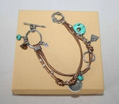 Pulsera Silpada Plata Esterlina Howlite Cuarzo Ahumado sobre Cuero Marrón B2086 Foto 1 de 4