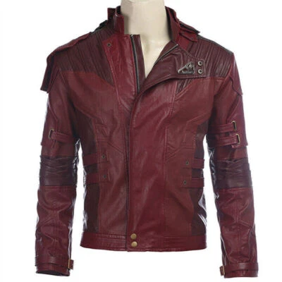 Guardianes de la Galaxia 2 Estrella Lord Peter Quill Juegos con disfraces Rojo PU Chaqueta Hombres Abrigo Foto 1 de 4
