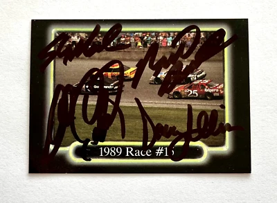 Dale Earnhardt, Allison, Bonnett & Marlin NASCAR 1990 Maxx Autographed Signed - Image 1 of 4