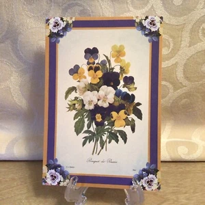 Vintage (6) Punze "Strauß Stiefmütterchen" von P.J. Redoute Blankokarten mit Umschlägen - Bild 1 von 3