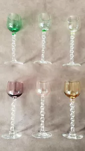 6 Rare Antique Glastonbury Lotus Twisted Stemware in six different colors. 5.4" - Picture 1 of 5