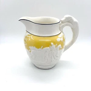 Vintage Wedgewood Yellow Pitcher Lye Ken John Peel Hunt Scene Black Trim 1829 - Picture 1 of 8