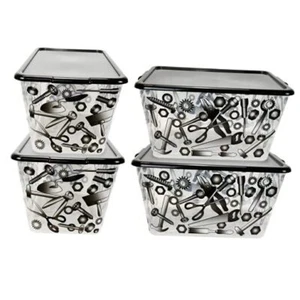 14.5-gal. Reusable Stacking Plastic Storage Containers with 4-Pack Tool Box - Picture 1 of 7