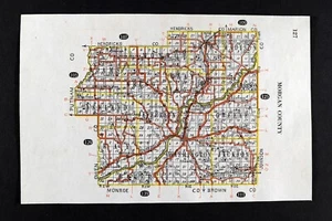 1917 Bowen Auto Map Morgan County Indiana Martinsville Elk Mooresville Brooklyn - Picture 1 of 2