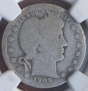 1909 O BARBER QUARTER - NGC GOOD DETAILS - Picture 1 of 4