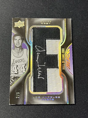 2008-09 Upper Deck Black Hall of Fame Jerry West /5 Auto Letter Patch Lakers - Image 1 of 3