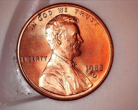 1988 D Penny Error - Defective Planchet - "pimples" everywhere. Front and Back Cover