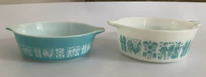 Vintage Pyrex 471 & 472 Auflaufformen OHNE Deckel Türkis Amish Butterprint - Bild 1 von 14