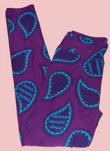 LULAROE WOMENS OS ONE SIZE 2-10 PURPLE TEAL LEGGINGS - Picture 1 of 2