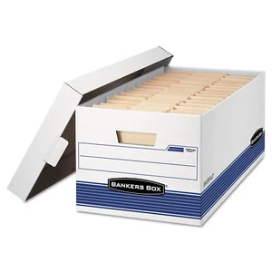 Bankers Box STOR/FILE Storage Box Legal Locking Lid White/Blue 4/Carton 0070205 - Picture 1 of 3
